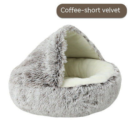 Coffee Cocoon bed, short plush