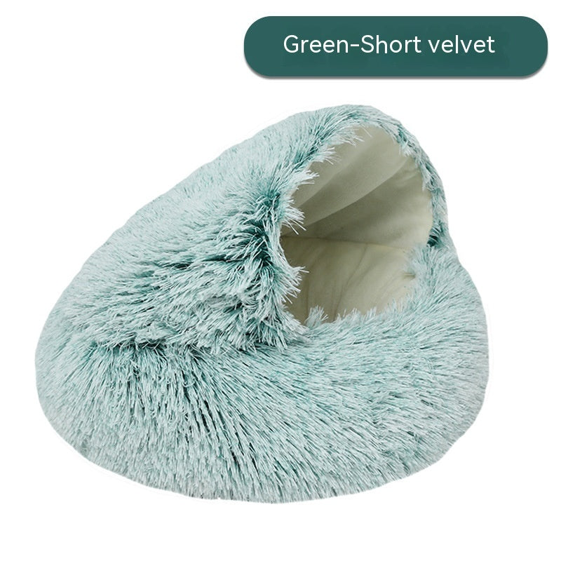 Green Cocoon bed, short plush