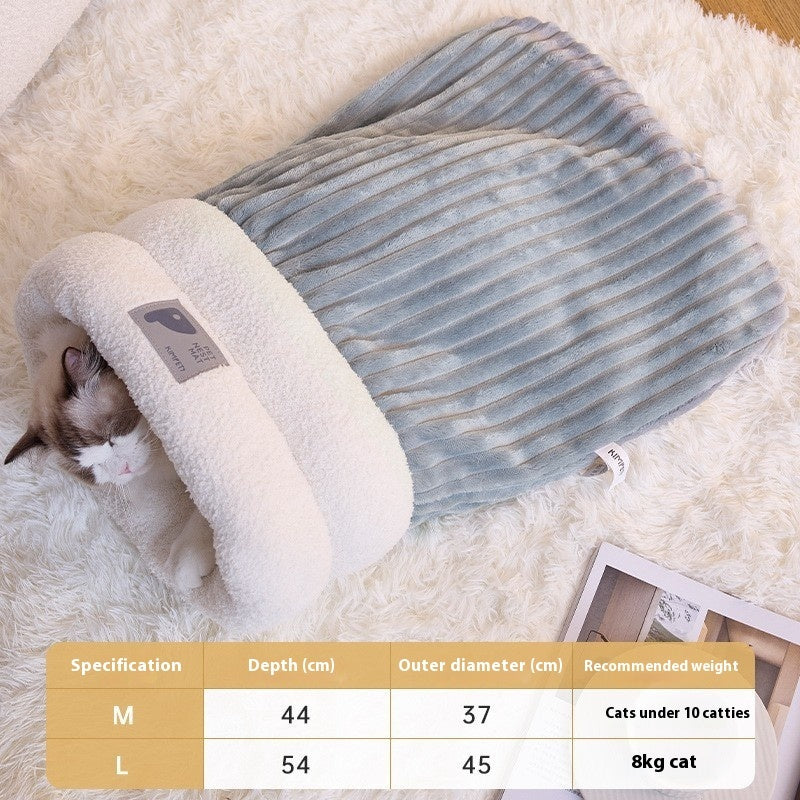 Gray cozy cat sleeping bag