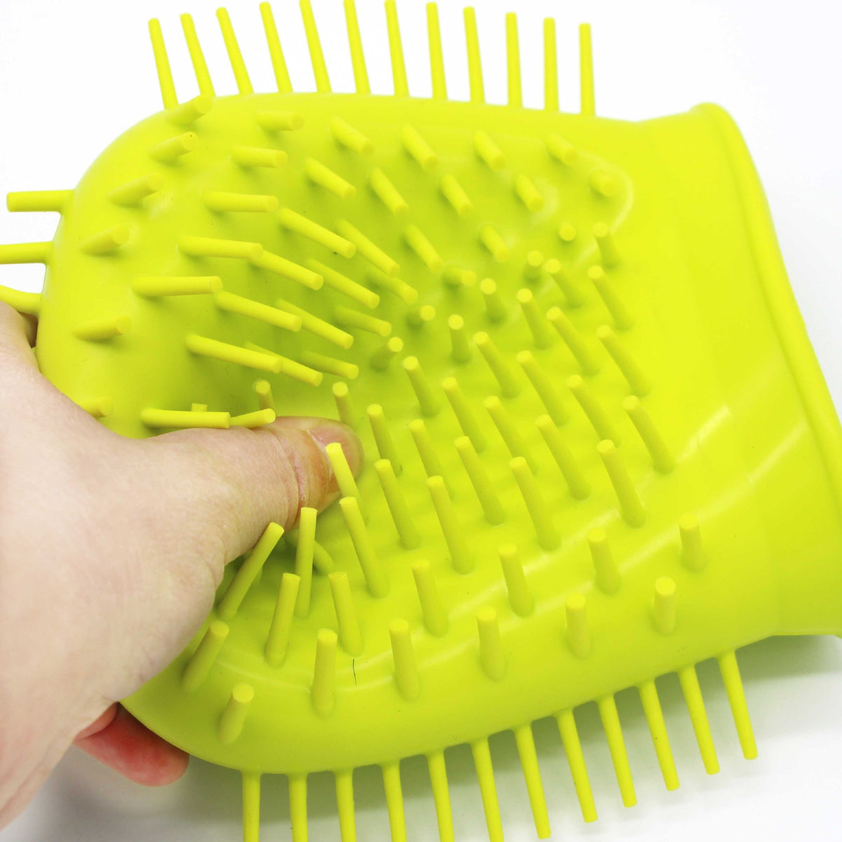 Cleaning a dog's paw in the silicone cup