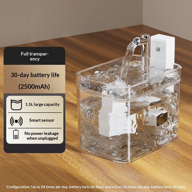 Fully Transparent cordless cat water fountain