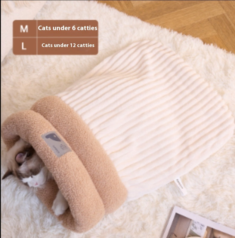 White cozy cat sleeping bag